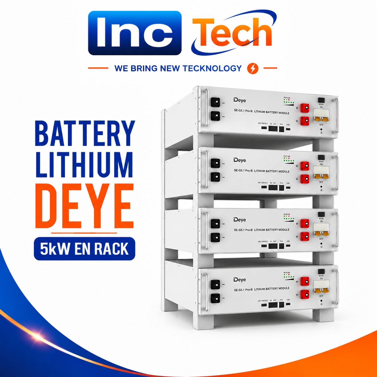 Batterie Lithium Deye 5kWh en Rack